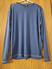 Vtg prAna Long Sleeve Shirt XL Made in USA Blue GORPCORE Hiking Yoga Performance