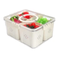 Fruit Storage Container with Lid & Handle | Refrigerator Produce Saver, 4 Rem...