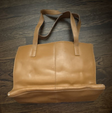 Wilsons Leather Tan Solid Tote Shoulder Bag Magnetic Closure Zip Pockets Lined