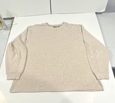 L.L.Bean Men's XL Beige Cotton Ribbed-Knit Crewneck Pullover Sweater Reg
