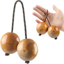 1 Pack Wooden Kashaka Shaker, Asalato Instrument Rhythmic Ball, Adjustable Lengt