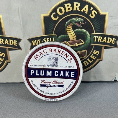 Vintage Tobacco Tin Mac Baren's Plum Cake Navy Blend Aromatic 2oz Pipe Cigar 