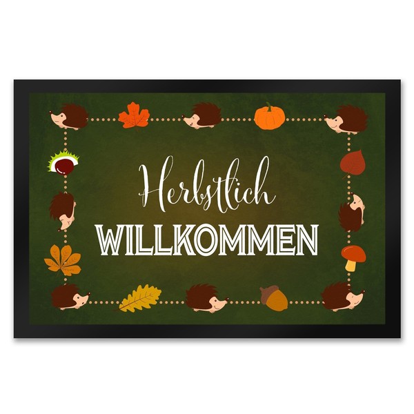 Herbstlich Willkommen FußMatte XXL In 50X75 Cm Mit SüßEn Igeln-image