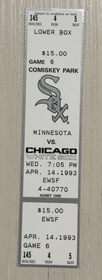 8-27-1993 White Sox Full Ticket (4-14) Bo Jackson HR 124 - 1000th Total Base - Image 1 of 2