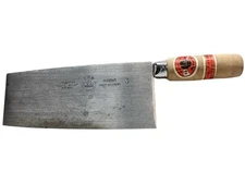 Three Rams Brand Foshan Eel Knife Cleaver #3 100%Carbon Steel-China 8" Blade,VGC