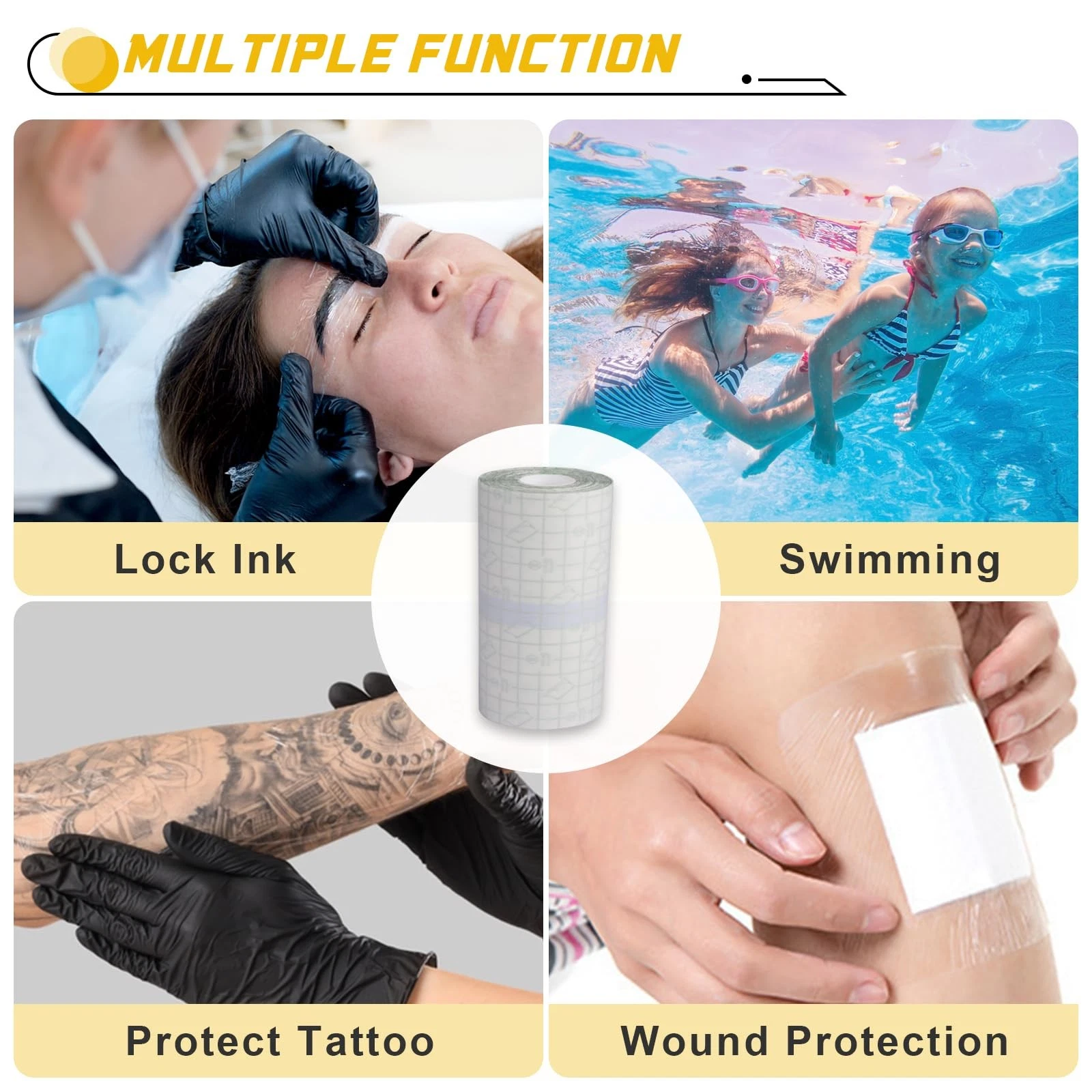 Narkysus Tattoo Aftercare Bandage, Waterproof 3.9"x 10.9 Yard, Green - product detail image 7