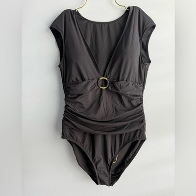 Bleu by Rod Beattie Women's Ring Me Up Cap-Sleeve One-Piece Swimsuit Size 12