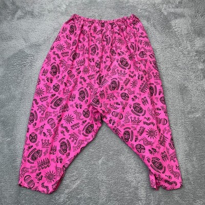 Om Pants Mens 32x24 Pink Tribal Harem Yoga Dropcrotch Boho Funky Baggy Indian