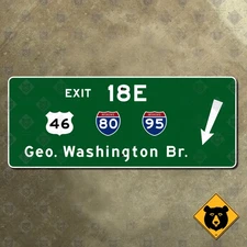 New Jersey highway George Washington Bridge road sign exit 18E turnpike 27x11