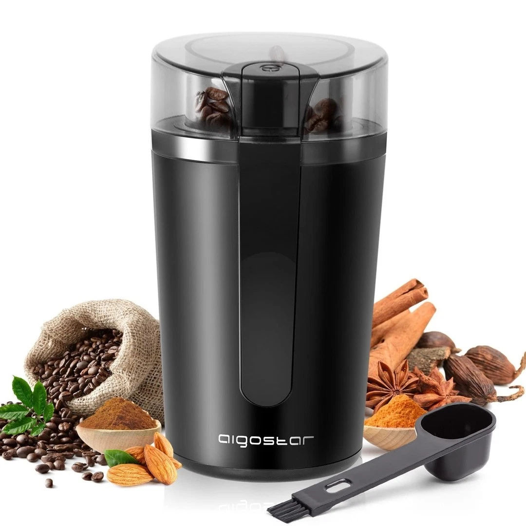 Coffee Grinder Stainless Steel Blades Dried Spice Nuts Herbs Mill 200W White