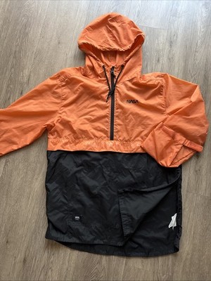 Vans x NASA Space Voyager Anorak Jacket Mens MEDIUM Orange Black Half Zip Hooded