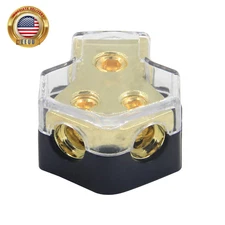 2 Way Power Distribution Block, 0/2/4 AWG Gauge In, 4/8/10 Gauge Out, Car Audio