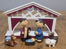 Very Cute Nativity Set Mary Joseph Jesus & Camel Donkey Sheep Manger