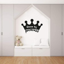 Crown Dream Big Princess Quote Vinyl Wall Art Sticker for Home Room Decals
