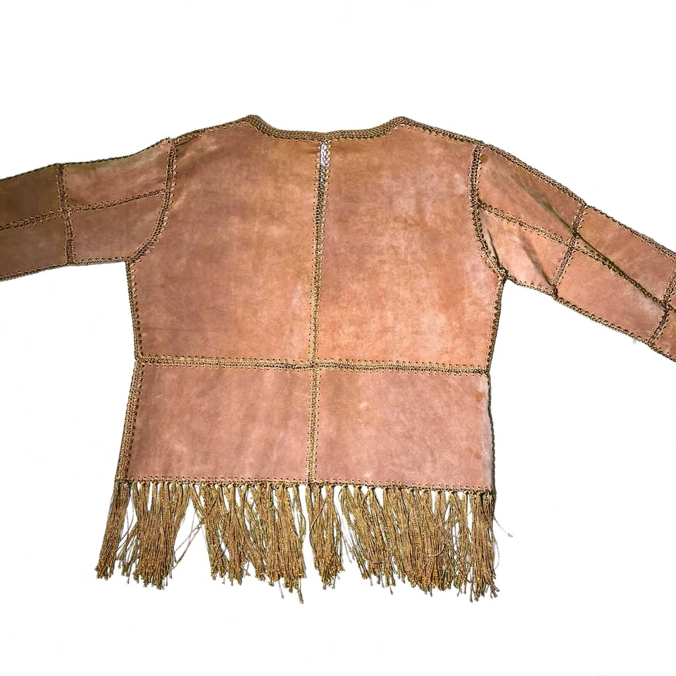 Chaqueta de Colección Rara Años 90 Y2K Mall Goth Grunge Marrón Flecos por Kroshetta Papillon Foto 4 de 4