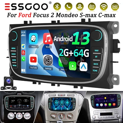 ESSGOO 64G Car Stereo Radio For Ford Focus Mondeo S/C-Max Android 13 AHD GPS Head Unit