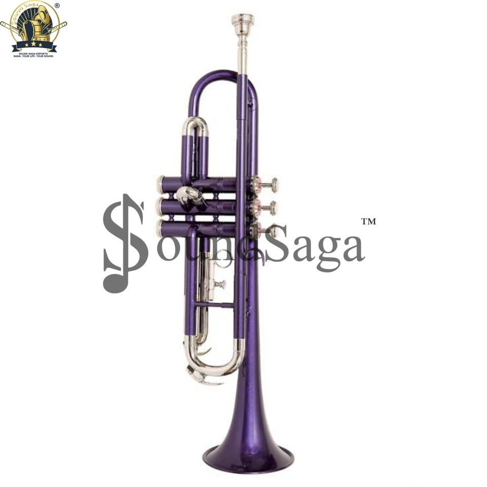 Trompeta SOUND SAGA Bb Pitch con boquilla incluida y estuche de transporte (color púrpura) Foto 3 de 4