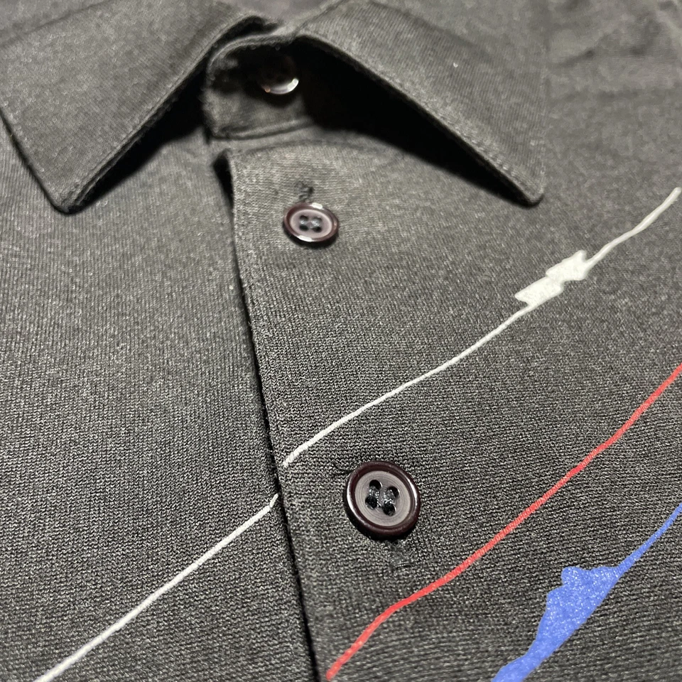 Pierre Cardin Polo Shirt Mens Large Black Striped Retro - Image 2 of 4