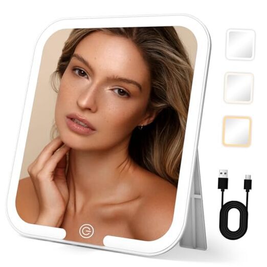 9.2x8inch LED Travel Makeup Mirror with Large Lighted Surface-image