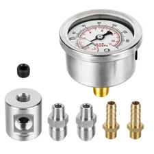 0-160psi Liquid Filled Fuel Pressure Regulator Gauge Kit 1/8 NPT Fitting Adapter