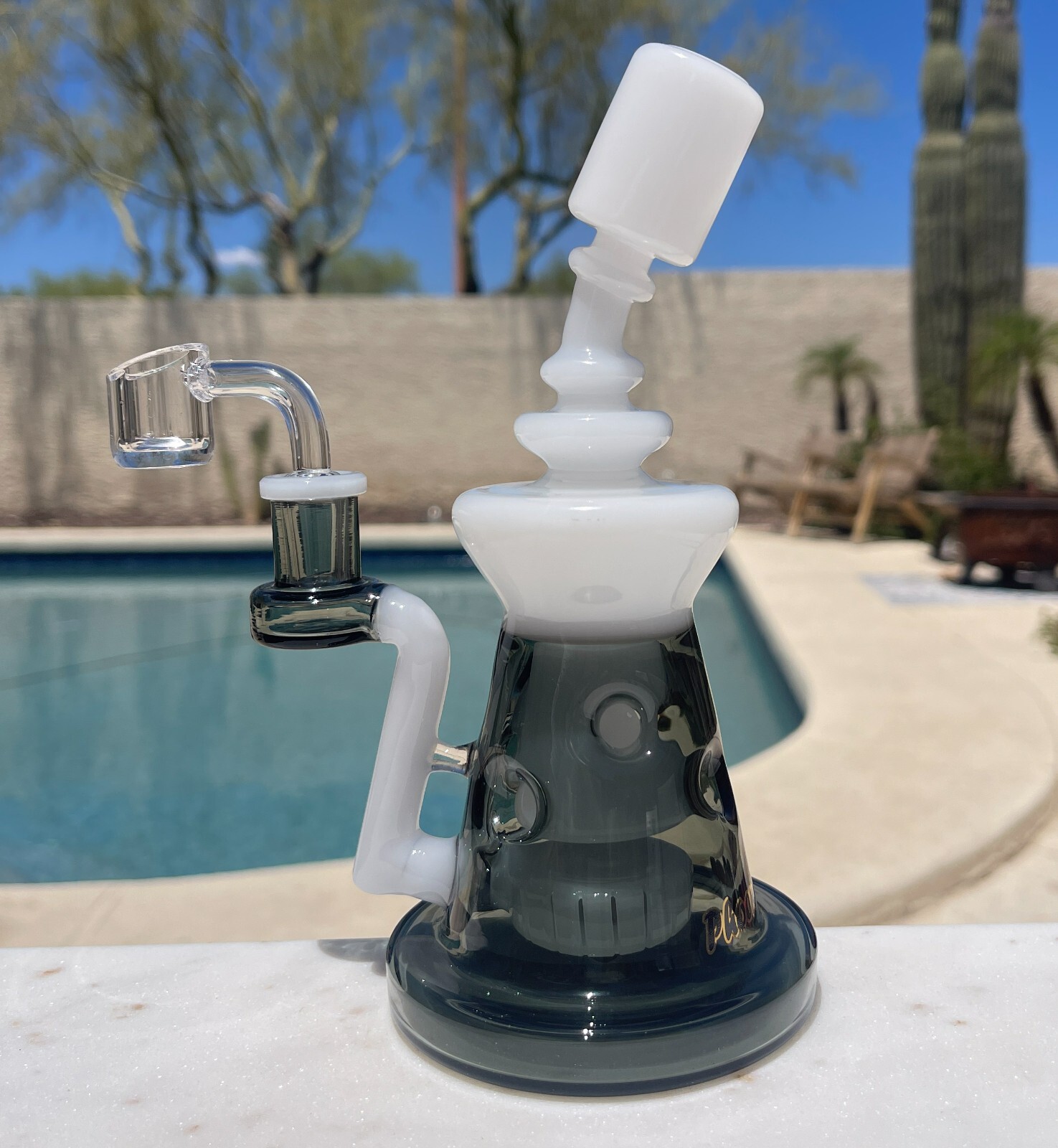 Black Phoenix Star 8" Fab Klein Glass Bong Showerhead Percolator Hookah