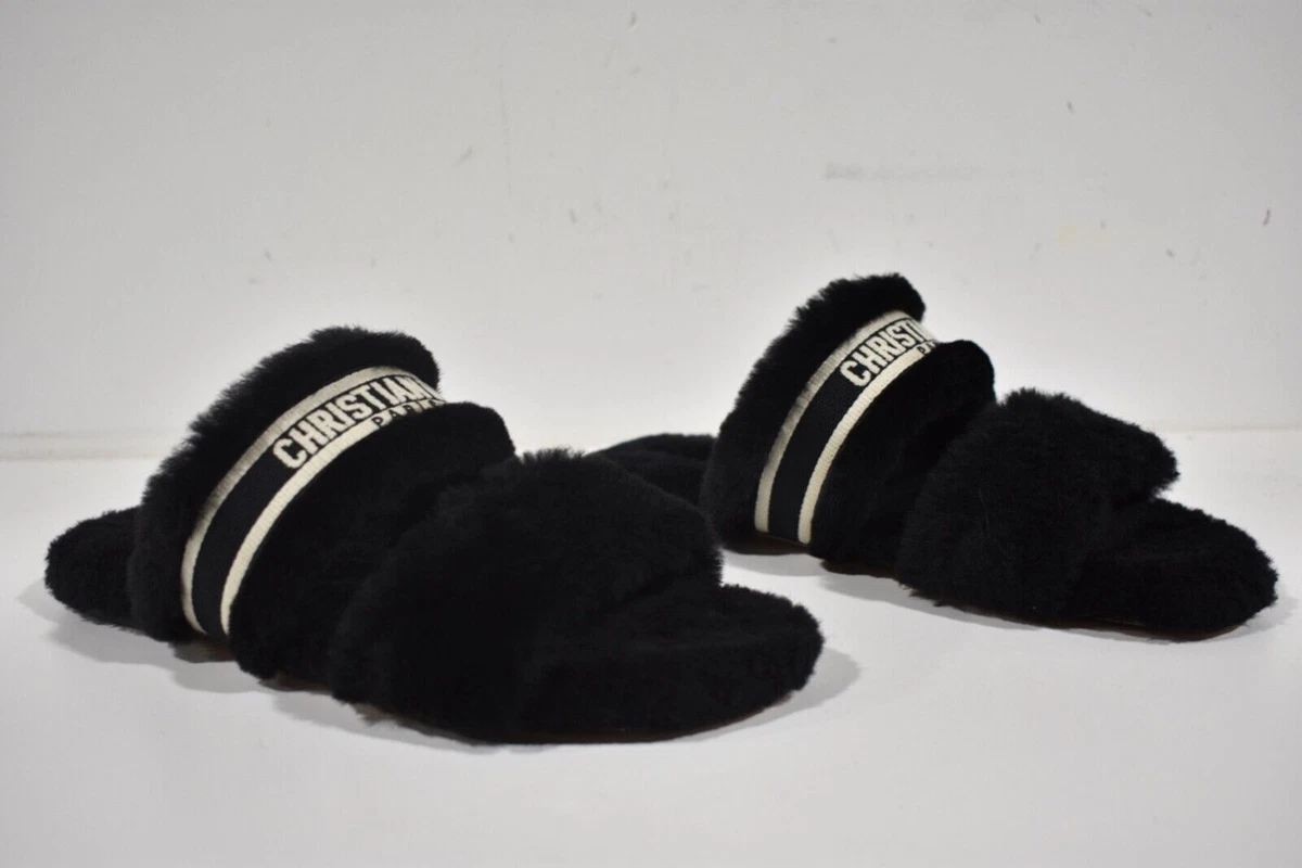 christian dior fluffy slides
