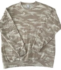 Athleta Camo Pullover Cream Tan Sweatshirt Crew Neck Balance Long Sleeve Medium