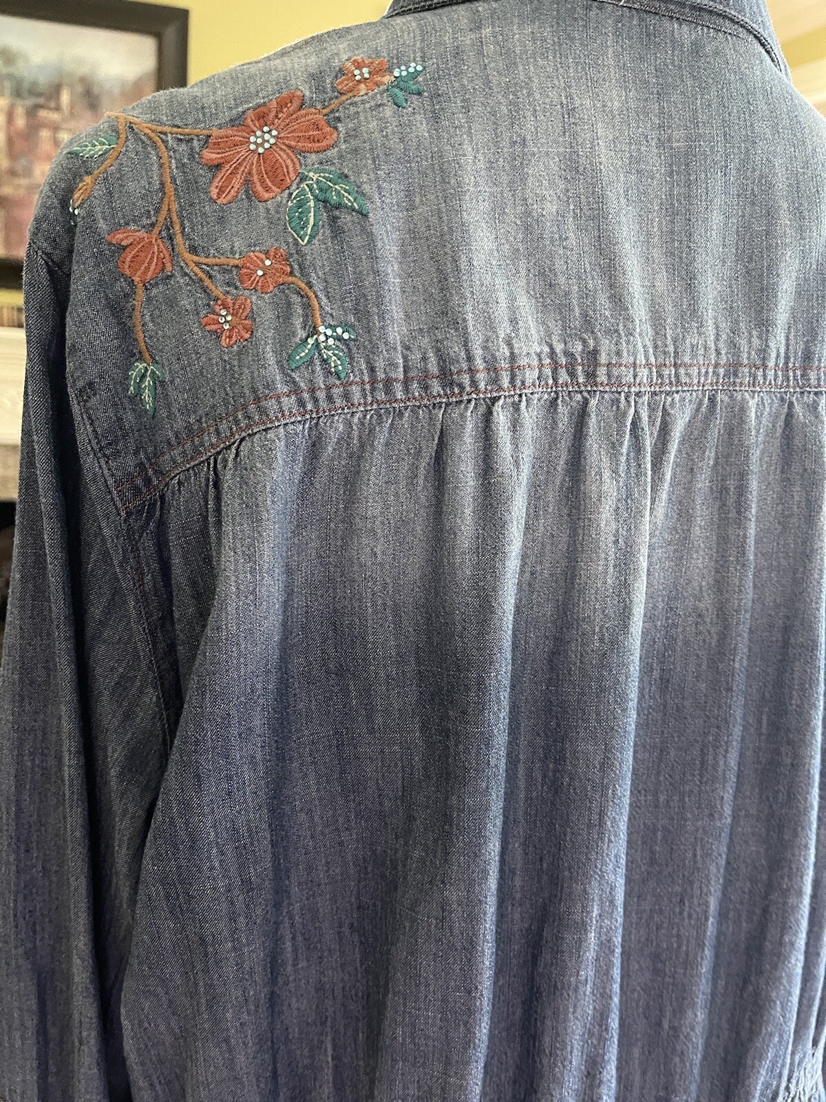 Multiples Button Front Lightweight Denim Long Sle… - image 9