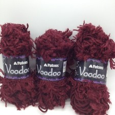 3 Skeins Patons Voodoo Yarns, Ruby Color,  All Same Dye Lot 1.75 OZ EACH