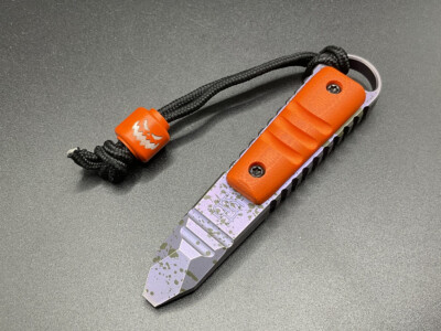Koch Tools Kursor Purple/Black Splatter Titanium EDC Prybar Orange G10 Inlay