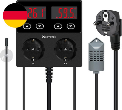 KETOTEK Thermostat Hygrostat Steckdose Digital, Temperaturregler Feuchtigkeitreg