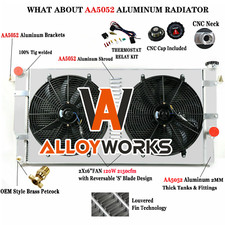 2 Row Aluminum Radiator Shroud Fan For 1994-2002 1998 Dodge Ram 2500 3500 5.9l