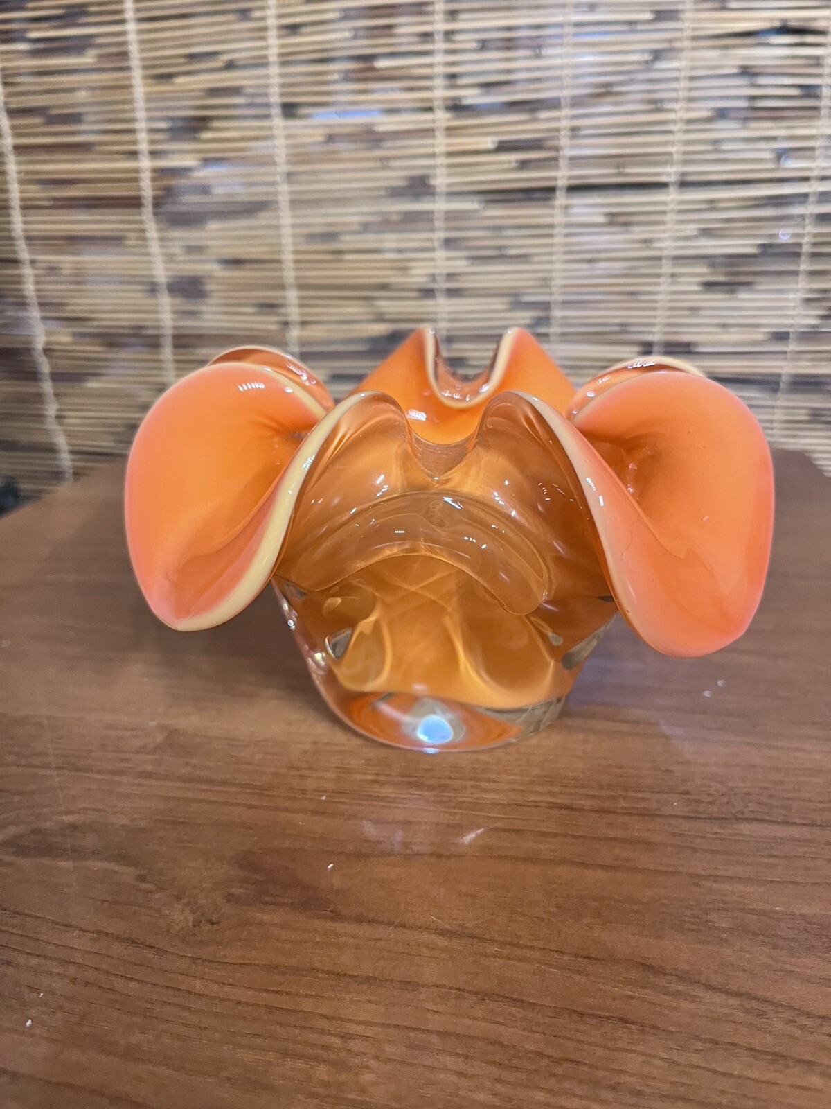 Vintage Murano Glass Candy Bowl Dish Orange MCM Century Trinket eBay
