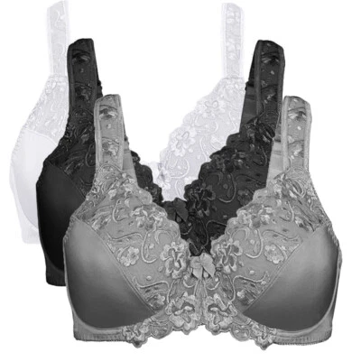 Black/White/Grey UK SIZE Ladies Minimizer Full Coverage Bra 30-52 B/C/DEF/G/GG/H