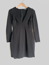 Lulus Dress Womens Small Black Long Sleeve Bodycon Mini V Neck