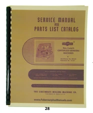 Cincinnati No's 3 & 4 Centerless Grinders Model EA Service & Parts Manual *28