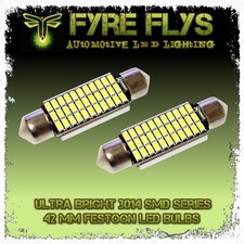 2 Pcs 6000k Xenon White 42mm Led Bulbs With 33 3014 Smd Leds
