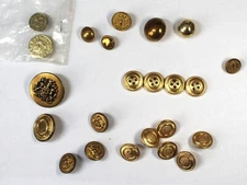 Vintage gold color 23 buttons variety 2-hole, 4 hole and shank backs