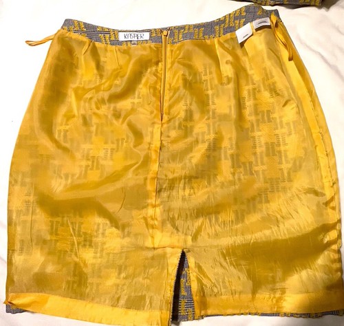 KASPER SKIRT SUIT Yellow Black Design Sz 12 Hook Eye Closure - Picture 9 of 19