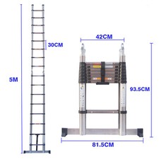 Folding Telescoping Ladder Stainless Steel Multi Purpose Step Non-Slip Ladders