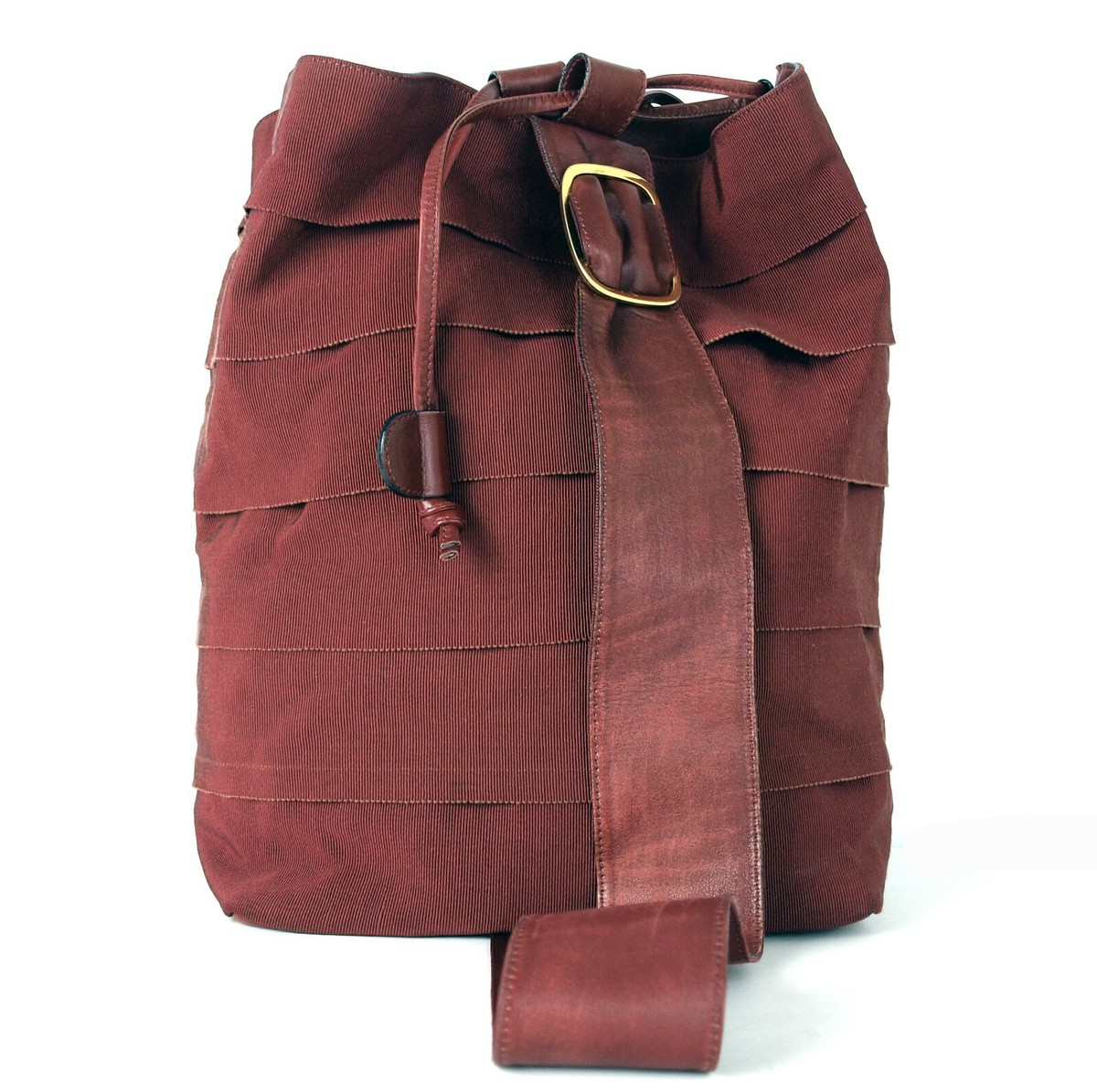 Salvatore Ferragamo Red Nylon & Leather Drawstring Backpack  display picture 1