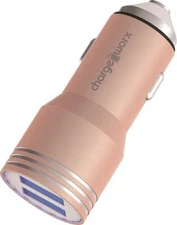 Chargeworx 2.4A Dual-USB Vehicle Charger - Rose Gold