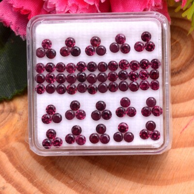 81 Pcs Natural Rhodolite Garnet 2.70mm Round Cut Untreated Loose Gemstones Lot