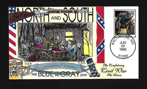 US Collins FDC Hand Painted 1995 - Civil War - Harriet Tubman