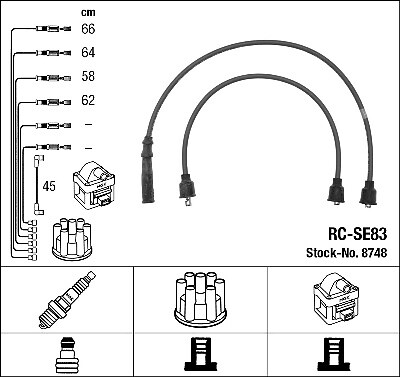 NGK 8748 Ignition Cable Kit For Peugeot Suzuki-image