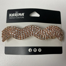 Karina Hair Clip Barrette rhinestone copper color New 3.25