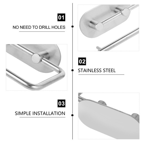 Self Adhesive 304 Stainless Steel Toilet Paper Holder Storage Bathroom Kitchen - Picture 5 of 12