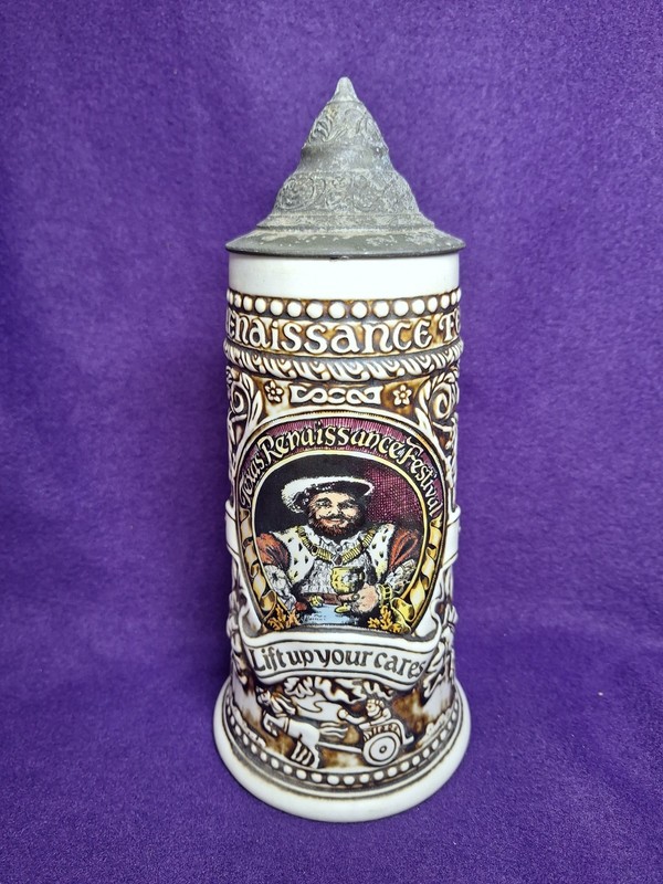 Vintage Ceramarte Texas Renaissance Festival Beer Stein Mug 10" Tall