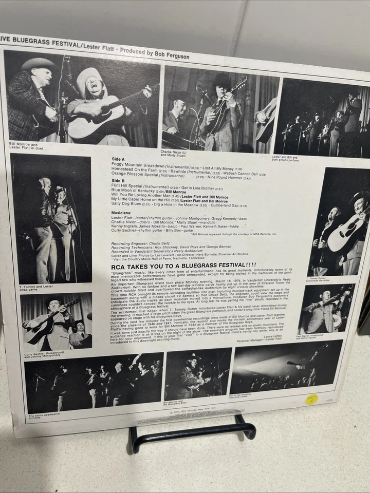 De colección Lester Flatt *Bluegrass Festival Live* con Bill Monroe 1974 LP Disco de Vinilo Foto 2 de 4