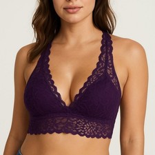 PINK Purple lace bralette bra crop top size small